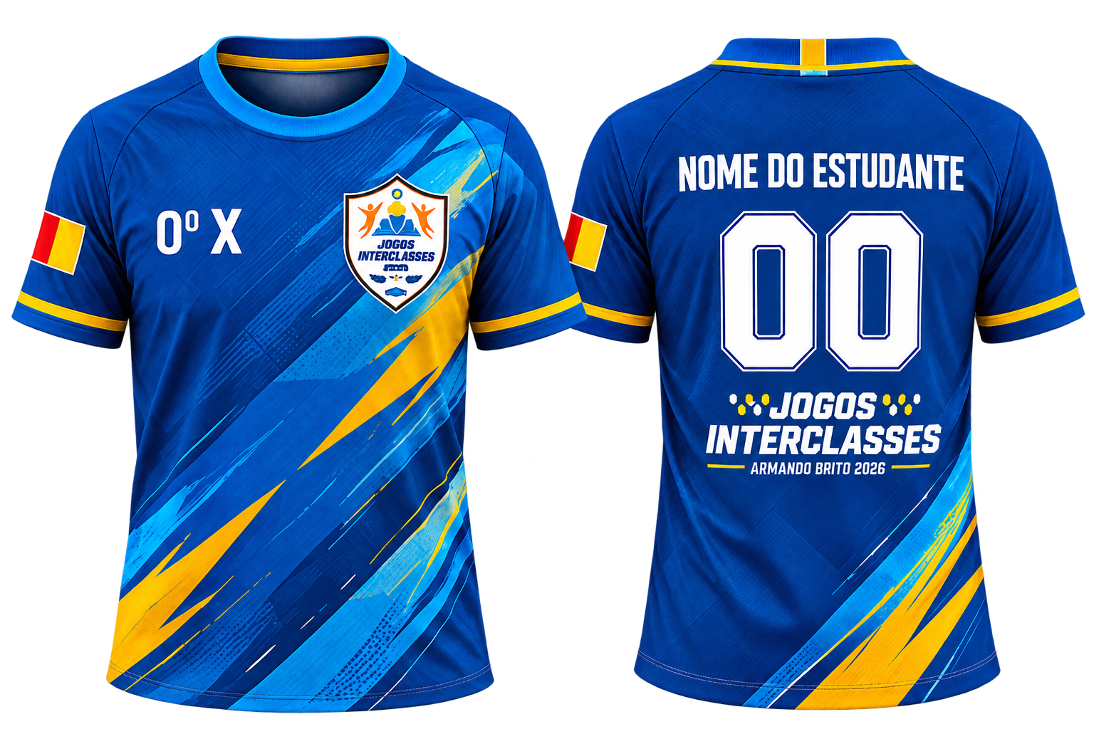 Frente e verso da camisa oficial dos Jogos Interclasses 2026